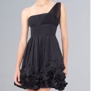 BCBG One-Shoulder Black Taffeta Party Dress